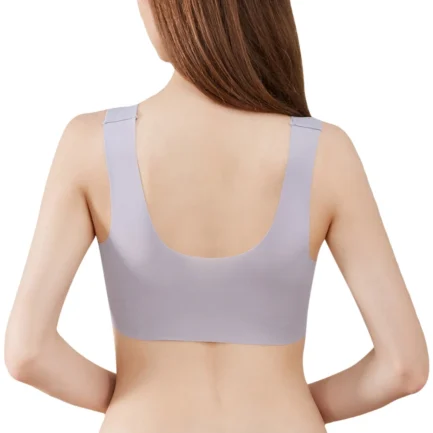 Women Front Closure Padded Wireless Bra Floral Lace Widen Strap Smoothing Demi Push Up Thin Soft Bralette - Image 2
