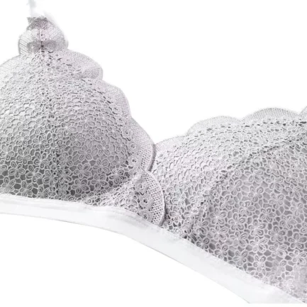 New Fashion Sexy Playful Lady Thin Cup Lace No Trace No Steel Ring Gathered Bra Solid Color Embroidery Bra - Image 11