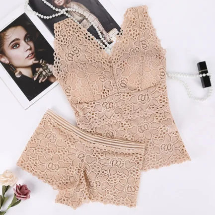 Push Up Seamless Embroidery Bra Lace Sexy Bra Set Wire Free Lingerie Transparent Female Underwear Set For Women - Image 8