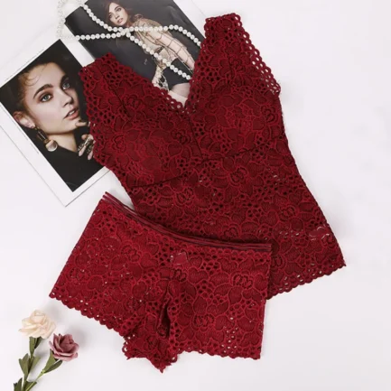 Push Up Seamless Embroidery Bra Lace Sexy Bra Set Wire Free Lingerie Transparent Female Underwear Set For Women - Image 7