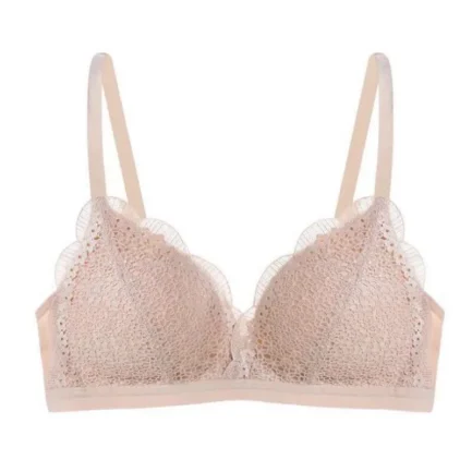 New Fashion Sexy Playful Lady Thin Cup Lace No Trace No Steel Ring Gathered Bra Solid Color Embroidery Bra - Image 10