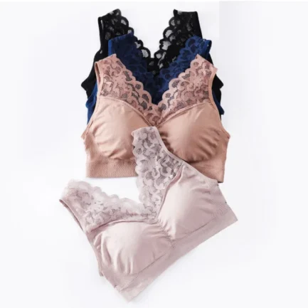 Deep V Neck Lace Bras For Women Seamless Bra Breathable Underwear Wireless Beauty Back Pad Push Up Lingerie Push Up bh Bra - Image 3