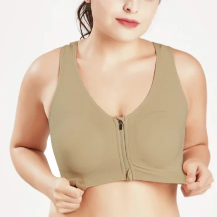 Breathable Women Front Zipper Sports Wirefree Padded Push Up Sports Top Fitness Gym Workout Bra Sports Bra Tops Lady Active Bras - Image 9