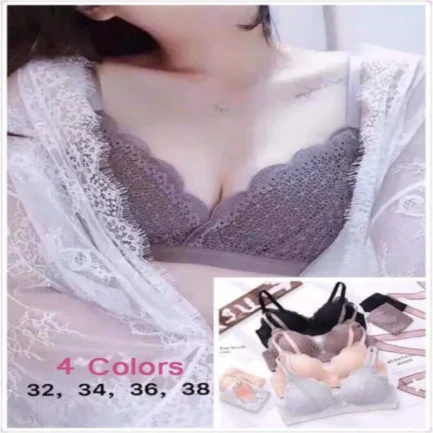 New Fashion Sexy Playful Lady Thin Cup Lace No Trace No Steel Ring Gathered Bra Solid Color Embroidery Bra - Image 7