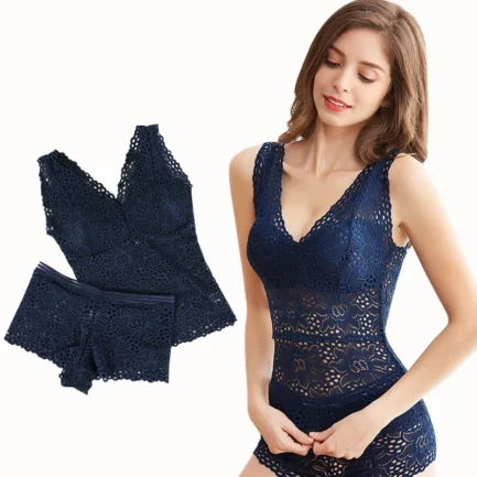Push Up Seamless Embroidery Bra Lace Sexy Bra Set Wire Free Lingerie Transparent Female Underwear Set For Women - Image 3