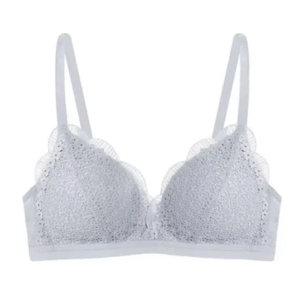 New Fashion Sexy Playful Lady Thin Cup Lace No Trace No Steel Ring Gathered Bra Solid Color Embroidery Bra - Image 14