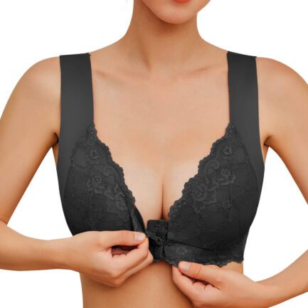 75D 85D 95D No Steel Ring Lace Bra Womens Front Close Bra T Back Plus Size Seamless Unlined Bra For Large Bust Woman Bras - Image 6