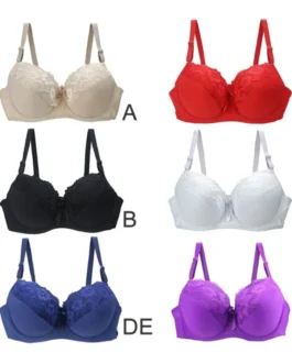 Women Bra Lace Splicing Embroidered Thin Oversized Bra Deep V Gathering Sexy Women's Underwear
