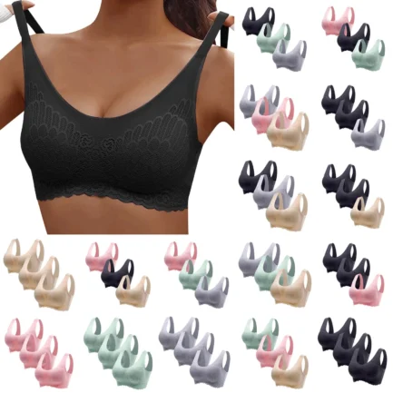 3PCS 2024 New Fashion Sports Bra Womens Seamless No Wire Stretch Vest Bra Push Up Sleep Tank Tops Simple Yoga Fitness Bra M-4XL - Image 7