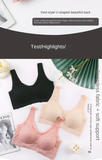 Seamless Breathable Lace Push Up Bras for Women Wire Free Sexy Bras Top Lingerie for Woman V-neck Bralette Sports Underwear - Image 16