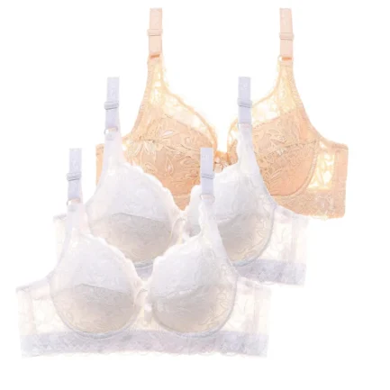 3 Pack Women Bras Push Up Breathable Lingerie Sexy Lace Embroidery Seamless Bralette Solid Color Tank Tops Hollow Mesh Intimate - Image 11