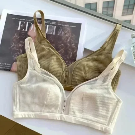 Super Thin Bra Mesh Sexy Push Up Backless Bra No Steel Ring Modal Cotton Rabbit Ear Fixed Cup Plus Size Minimizer Bras for Women