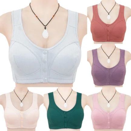 Breathable Bra For Older Women Front Buckle Push Up Bra Seamless Gathering Plus Size Yoga Sleeping Brassiere Soft Strapless Bra - Image 14