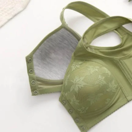 Women's Front Side Buckle Lace Edge Without Steel Ring Movement Seamless Gathering Adjustment Yoga Sleep Large Bra - Image 5