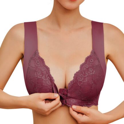 75D 85D 95D No Steel Ring Lace Bra Womens Front Close Bra T Back Plus Size Seamless Unlined Bra For Large Bust Woman Bras - Image 8