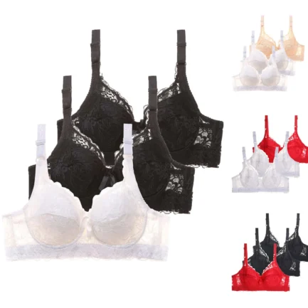 3 Pack Women Bras Push Up Breathable Lingerie Sexy Lace Embroidery Seamless Bralette Solid Color Tank Tops Hollow Mesh Intimate - Image 7