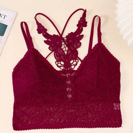 Wembley Top Notch Suspenders Fashion Sleeveless Floral Lace Bra Padded Tank Tops Spaghetti Strap Unwired Lingeries Ropa Barata