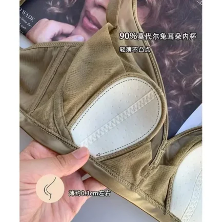 Super Thin Bra Mesh Sexy Push Up Backless Bra No Steel Ring Modal Cotton Rabbit Ear Fixed Cup Plus Size Minimizer Bras for Women - Image 5