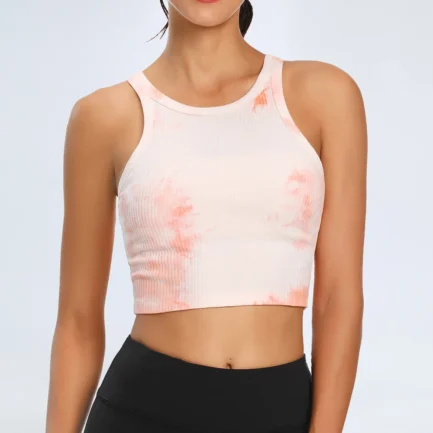 Cross Back Wide Strap Push-up Sports Bra Women Shock Proof Running Fitness Crop Top Crew Neck Padded Workout Yoga Tanks - Image 14