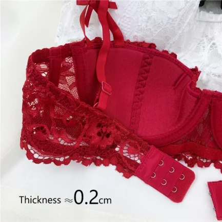 1/2 Half Cup Bras For Women Plus Size Lingerie Red Thin Underwear Cotton Sexy Push Up Balconette Bra Top Black White A B C D Cup - Image 2