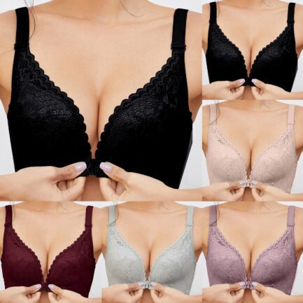 Sexy Floral Lace Front Closure Bras Comfortable Wireless Bras for Women Backless Adjustable Push Up Bra Bralette Women Underwear - Image 5
