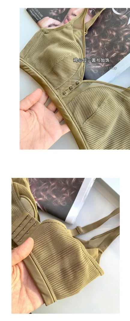 Super Thin Bra Mesh Sexy Push Up Backless Bra No Steel Ring Modal Cotton Rabbit Ear Fixed Cup Plus Size Minimizer Bras for Women - Image 12