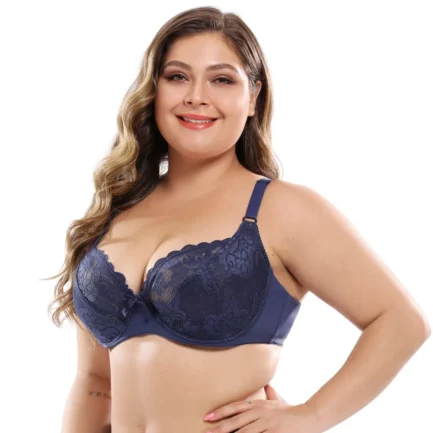 Sexy Push up Lace Bra Women Brassiere Plus Size ScallopedUnderwire BEmbroidery Floral Bralette Unlined 3/4 Cups Bra - Image 11