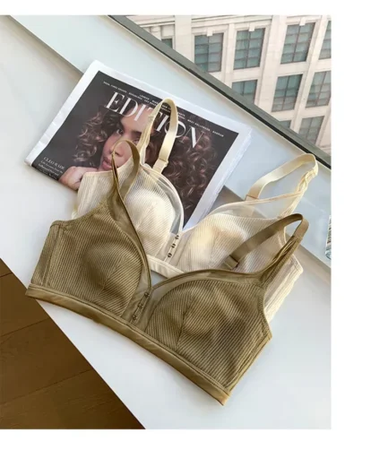 Super Thin Bra Mesh Sexy Push Up Backless Bra No Steel Ring Modal Cotton Rabbit Ear Fixed Cup Plus Size Minimizer Bras for Women - Image 8