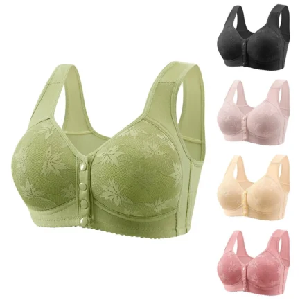 Women's Front Side Buckle Lace Edge Without Steel Ring Movement Seamless Gathering Adjustment Yoga Sleep Large Bra - Image 7
