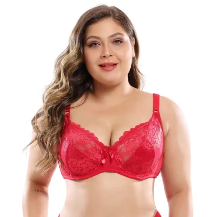 Sexy Push up Lace Bra Women Brassiere Plus Size ScallopedUnderwire BEmbroidery Floral Bralette Unlined 3/4 Cups Bra - Image 3