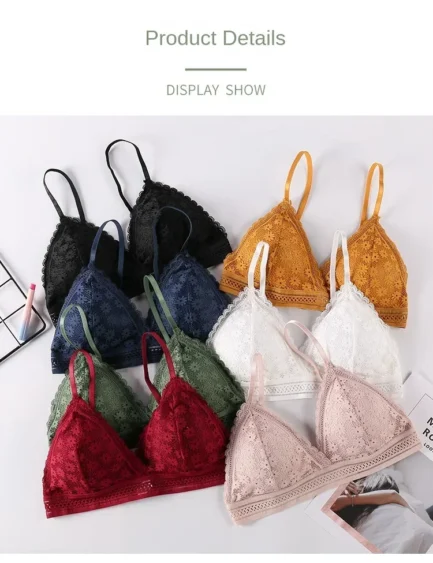 Sexy Floral Lace Bra Top For Women Push Up Female Lingerie breathable Bralette Removable Pad Thin Fashion New Wireless Bras - Image 12