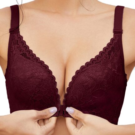 Sexy Floral Lace Front Closure Bras Comfortable Wireless Bras for Women Backless Adjustable Push Up Bra Bralette Women Underwear - Image 10