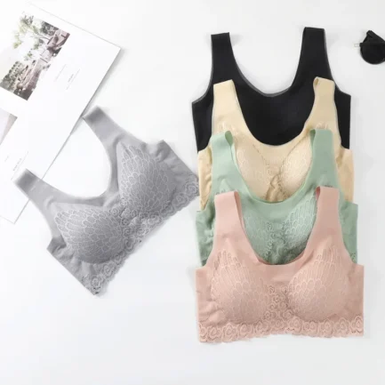Seamless Breathable Lace Push Up Bras for Women Wire Free Sexy Bras Top Lingerie for Woman V-neck Bralette Sports Underwear - Image 2