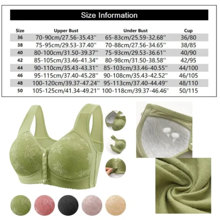 Women's Front Side Buckle Lace Edge Without Steel Ring Movement Seamless Gathering Adjustment Yoga Sleep Large Bra - Image 13