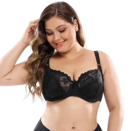 Sexy Push up Lace Bra Women Brassiere Plus Size ScallopedUnderwire BEmbroidery Floral Bralette Unlined 3/4 Cups Bra - Image 15