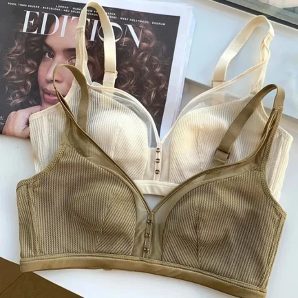 Super Thin Bra Mesh Sexy Push Up Backless Bra No Steel Ring Modal Cotton Rabbit Ear Fixed Cup Plus Size Minimizer Bras for Women - Image 7