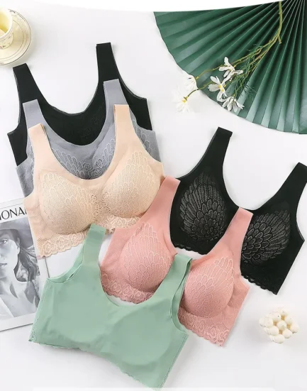 Seamless Breathable Lace Push Up Bras for Women Wire Free Sexy Bras Top Lingerie for Woman V-neck Bralette Sports Underwear - Image 8