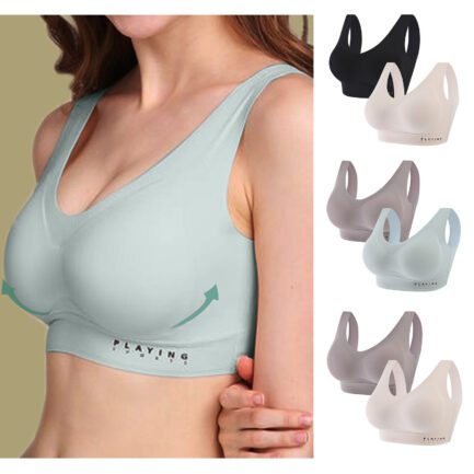 Silk Ice 2PC Seamless Women Bras Sleep Women's Vest Underwear Trackless Sports Bra Push Up Solid Color Bralette Лифчики Женские - Image 7
