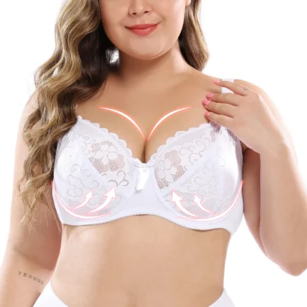 Sexy Push up Lace Bra Women Brassiere Plus Size ScallopedUnderwire BEmbroidery Floral Bralette Unlined 3/4 Cups Bra - Image 6