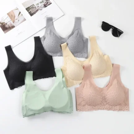 Seamless Breathable Lace Push Up Bras for Women Wire Free Sexy Bras Top Lingerie for Woman V-neck Bralette Sports Underwear