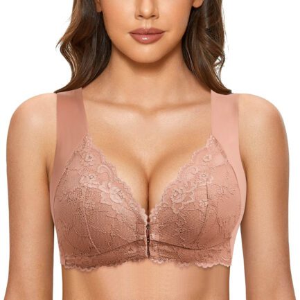 75D 85D 95D No Steel Ring Lace Bra Womens Front Close Bra T Back Plus Size Seamless Unlined Bra For Large Bust Woman Bras - Image 13