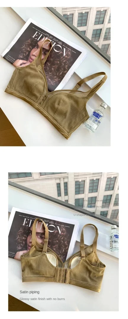 Super Thin Bra Mesh Sexy Push Up Backless Bra No Steel Ring Modal Cotton Rabbit Ear Fixed Cup Plus Size Minimizer Bras for Women - Image 13