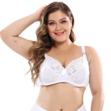 Sexy Push up Lace Bra Women Brassiere Plus Size ScallopedUnderwire BEmbroidery Floral Bralette Unlined 3/4 Cups Bra