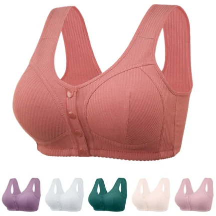 Breathable Bra For Older Women Front Buckle Push Up Bra Seamless Gathering Plus Size Yoga Sleeping Brassiere Soft Strapless Bra - Image 6