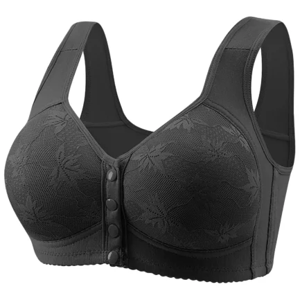 Women's Front Side Buckle Lace Edge Without Steel Ring Movement Seamless Gathering Adjustment Yoga Sleep Large Bra - Image 4