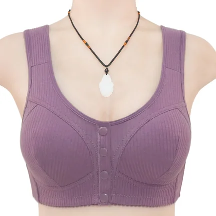 Breathable Bra For Older Women Front Buckle Push Up Bra Seamless Gathering Plus Size Yoga Sleeping Brassiere Soft Strapless Bra - Image 5