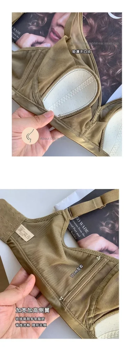 Super Thin Bra Mesh Sexy Push Up Backless Bra No Steel Ring Modal Cotton Rabbit Ear Fixed Cup Plus Size Minimizer Bras for Women - Image 11