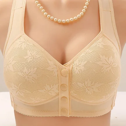 Women's Front Side Buckle Lace Edge Without Steel Ring Movement Seamless Gathering Adjustment Yoga Sleep Large Bra - Image 14