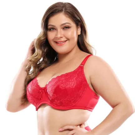 Sexy Push up Lace Bra Women Brassiere Plus Size ScallopedUnderwire BEmbroidery Floral Bralette Unlined 3/4 Cups Bra - Image 9
