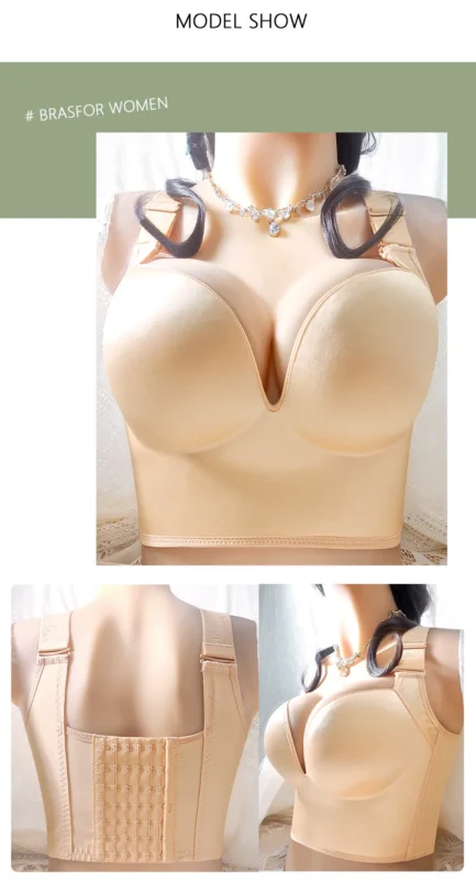 Push UP Bras for Women Deep Cup Wire Free Hide Back Fat Underwear Shaper Incorporated Full Back Coverage Lingerie Plus Size - Image 13